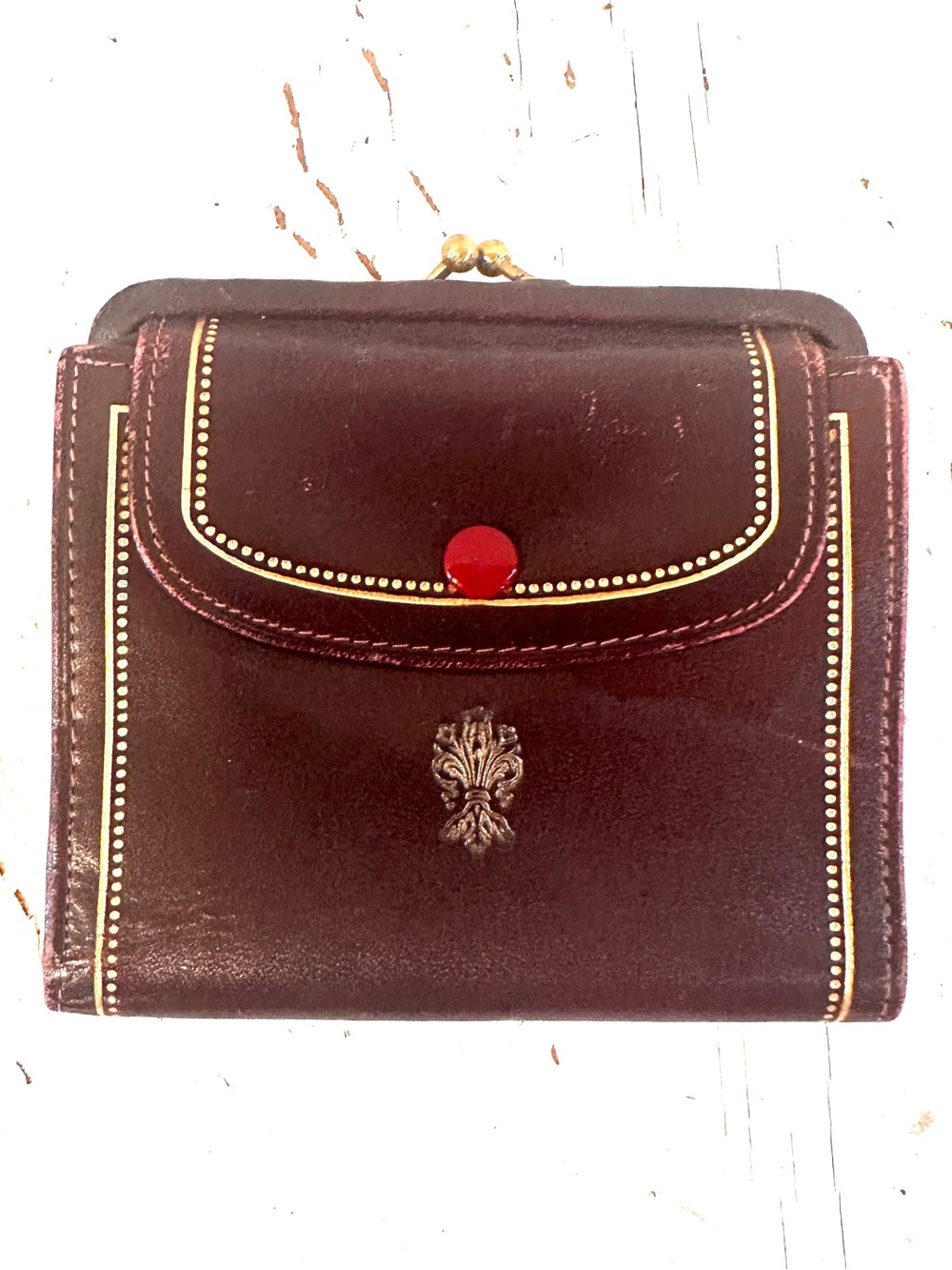Vintage Womens Peck and Peck Leather Billfold Wallet Made In Italy Burgandy